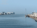 Blick aufs Meer aus dem Hafen von Dunkerque